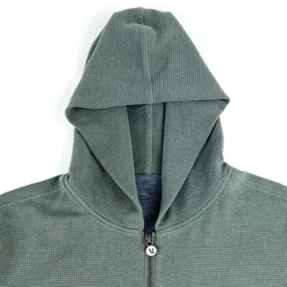 Vuori Mens S Performance Waffle Zip Hoodie Sweatshirt Dusty Pine Green - Picture 2 of 13